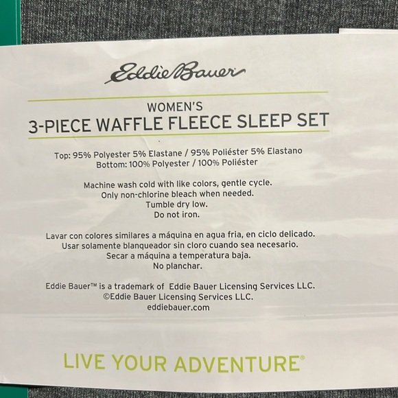NWT Eddie Bauer Ladies' 3-Piece Waffle Fleece Pajama Set - Picture 5 of 6